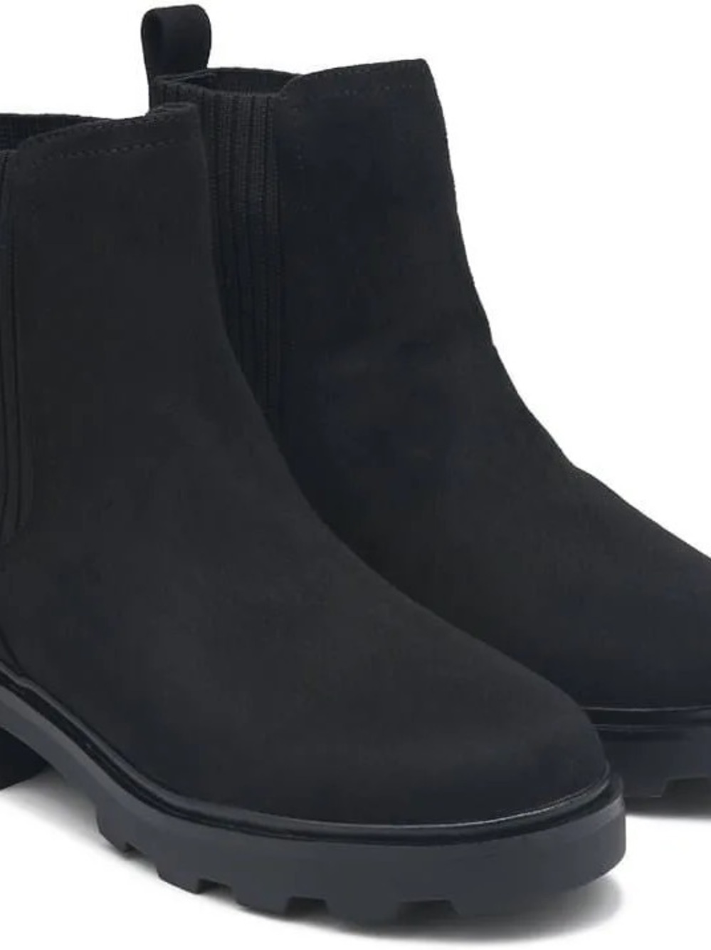 Kensie Black Chelsea Lug Sole Ankle Boots